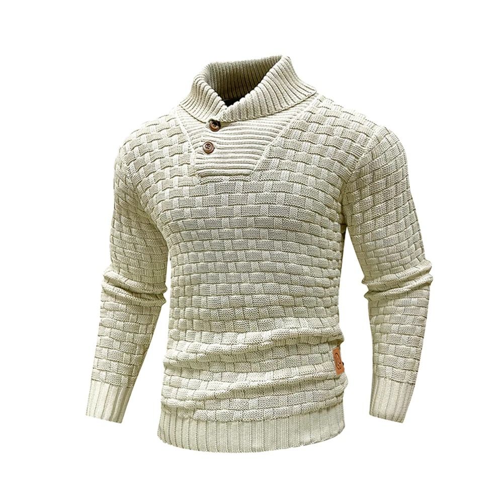 Mens Casual Knit Sweater Crew Neck Warm Ribbed Pullover