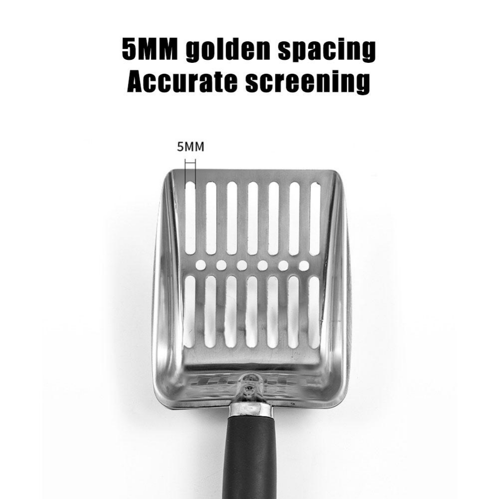 Metal Long Handle Scoop, Stainless Steel Shovel, Cat Litter Scoop, Dog Cat Clean Feces Supplies, Reduces Dust