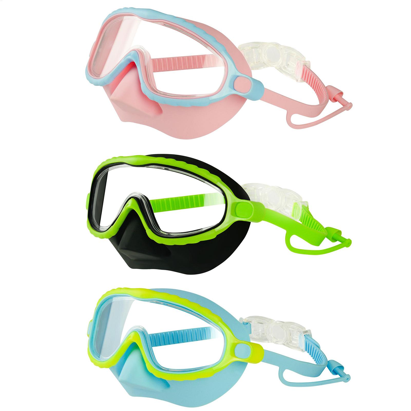 Kids Swim Goggles with Nose Cover Anti Fog Leak Proof Wide View Swim Mask
