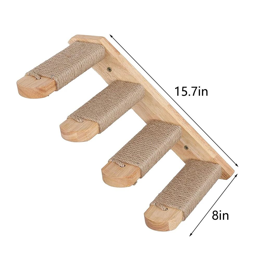 Wall Mounted Cat Climbing Shelf with Sisal Scratching Steps