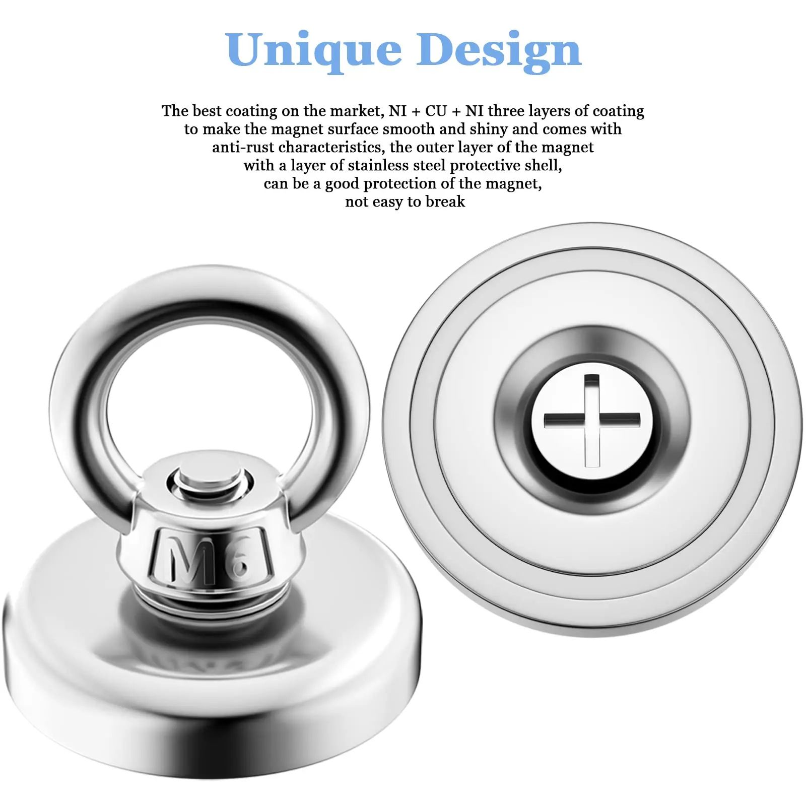 Super Strong Neodymium Fishing Magnet Heavy Duty Salvage Magnet with Eyebolt