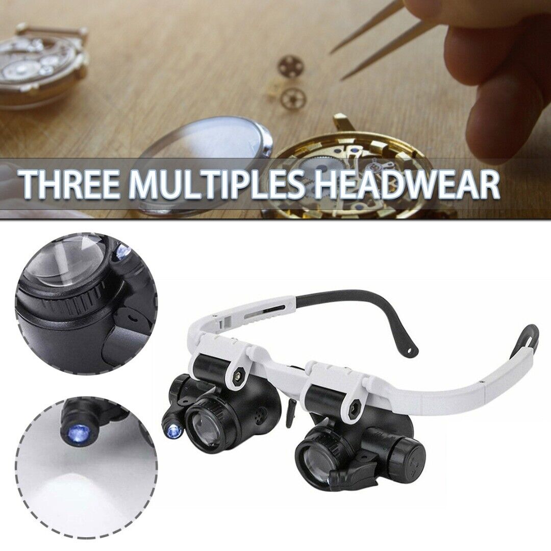 2X LED Watch Jeweler Repair Magnifier with Adjustable Headband, 8X, 15X, 23X Magnification
