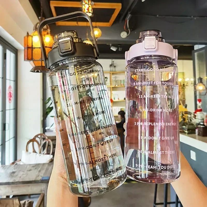 2L Time Marker Straw Water Bottle
