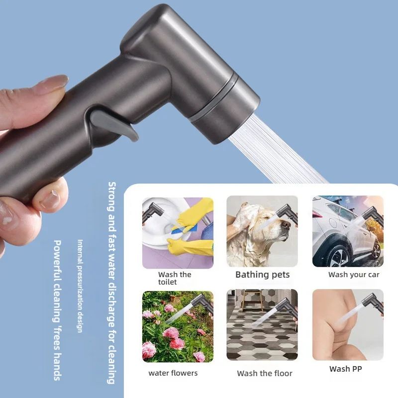Wall Mounted Bidet Sprayer Set with Adjustable Pressure and Dual Outlet