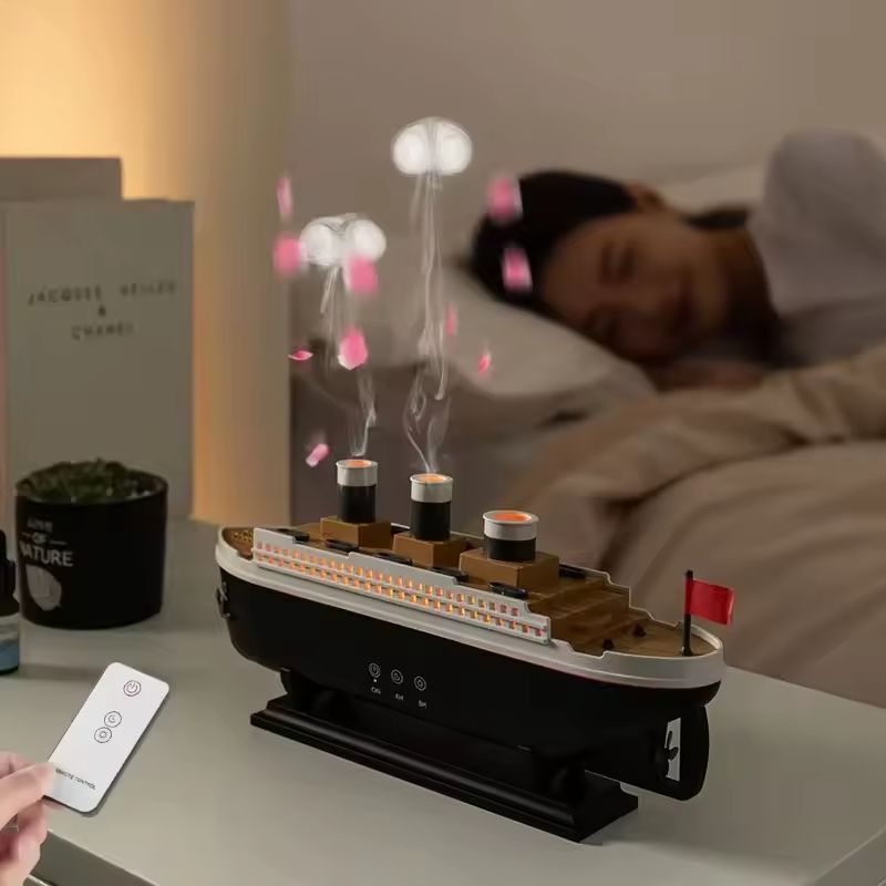 TitanMist 250ML Ship Diffuser – Decorative Aromatherapy Humidifier with Smoke Ring Effect