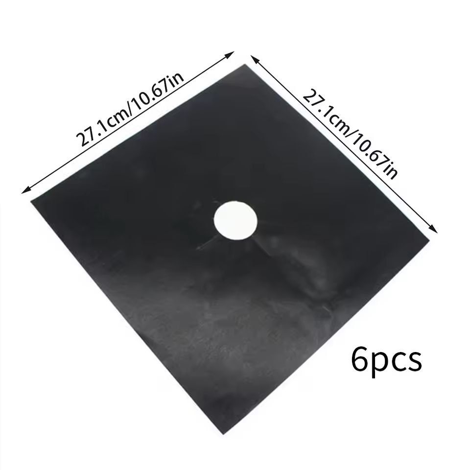 Premium 6-Pack Gas Stove Burner Covers – Reusable Non-Stick Stove Liners