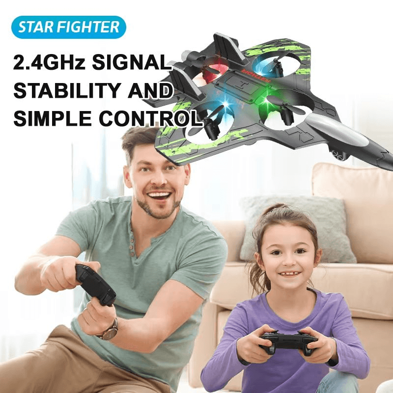 RC Jet Plane for Kids with Lights & Stunts, Easy Remote Flying Toy for Beginners