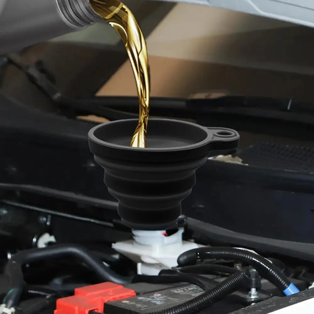 Universal Car Engine Funnel, Silicone Liquid Funnel, Foldable Portable Funnel for Engine Oil, Petrol, Washer Fluid Chang