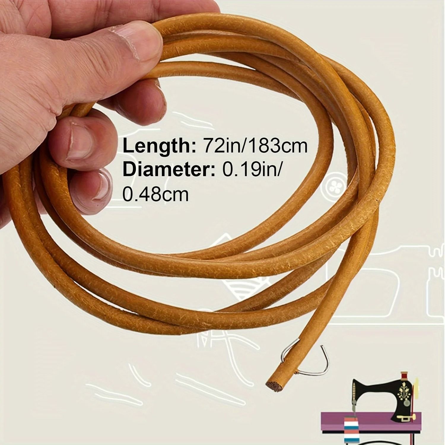 Durable Brown Cowhide Pedal Sewing Machine Belt for Old-Fashioned Household Sewing Machines