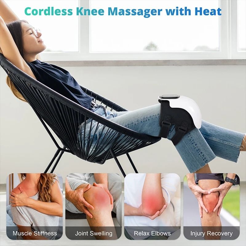 Wireless Heated Knee Massager With Vibration And Adjustable Temperature