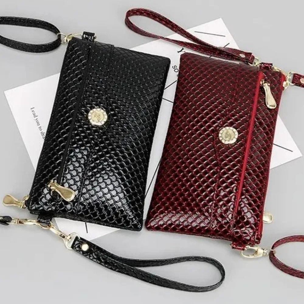Korean Style Crocodile Pattern Multi Pocket Phone Bag
