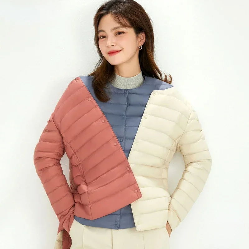 Lightweight Packable Down Jacket for Women Slim Fit White Duck Down Winter Coat