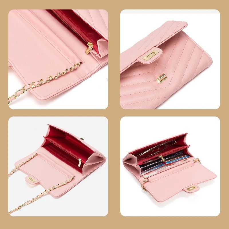 Fashionable V-Pattern Quilted Crossbody Chain Bag