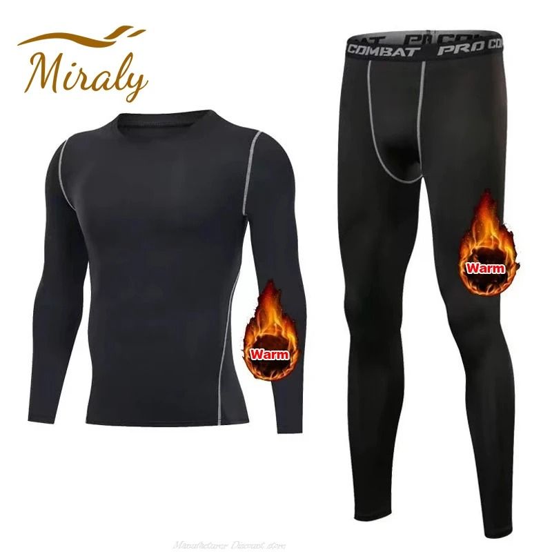 Mens Fleece Thermal Underwear Set Winter Warm Compression Long Johns