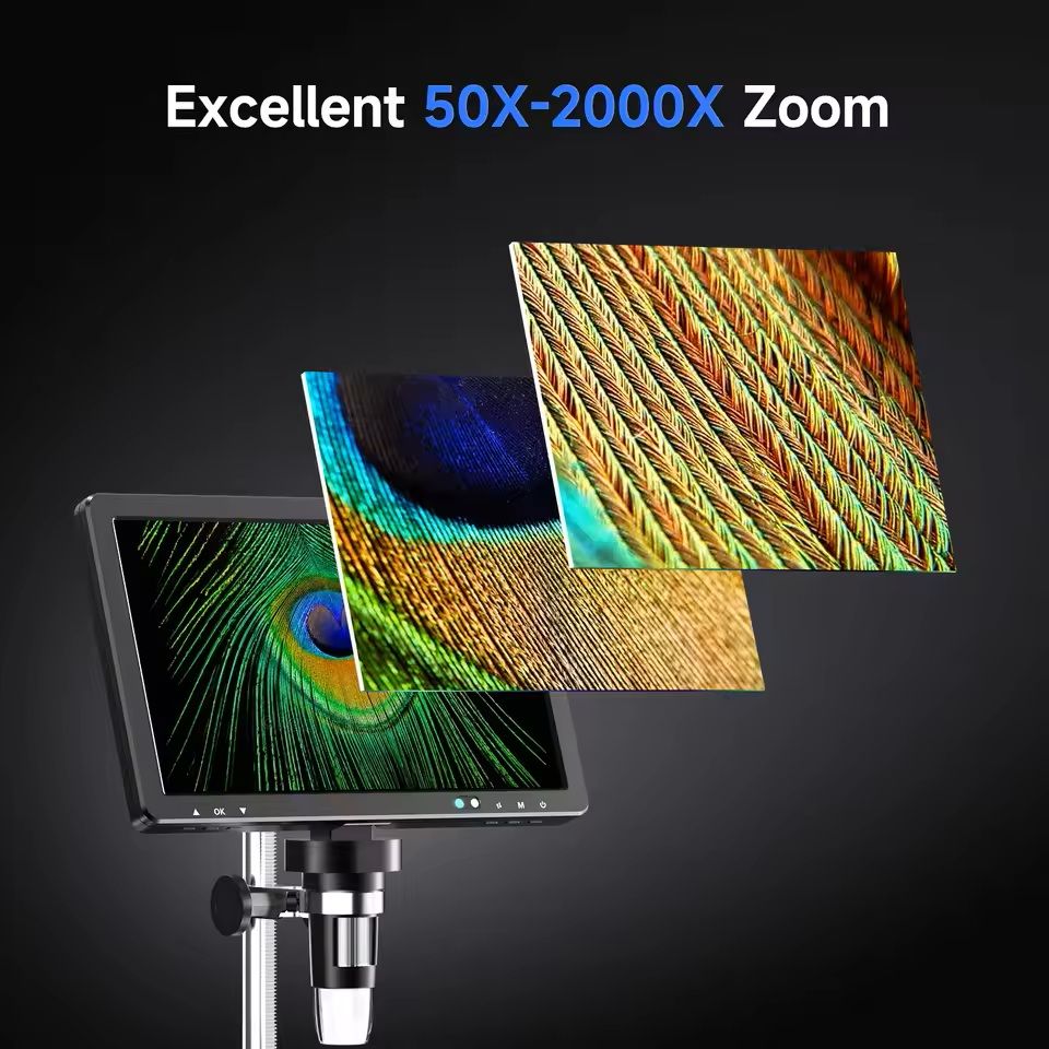 10 Inch HDMI Digital Microscope with 2000X Zoom and 20MP Camera