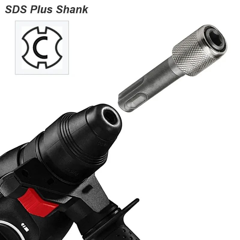 SDS Plus to 1/4in Hex Adapter – Drill Bit Converter for Electric Hammer & Impact Driver