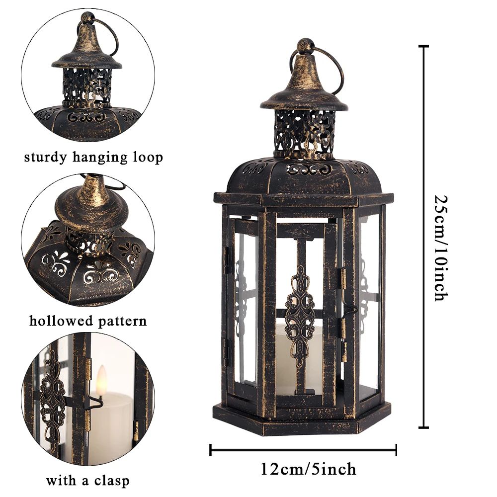 Vintage Iron Candle Lantern Nordic Hanging Candle Holder for Home and Wedding Decor