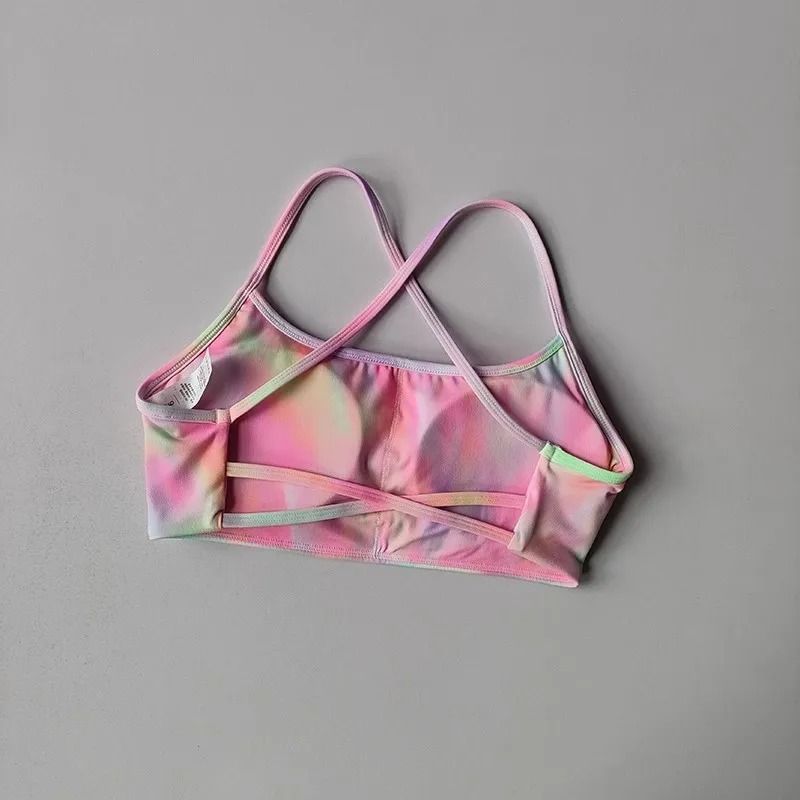 Womens Solid Color Cross Back Sports Bra with Chest Pad for Yoga Gym and Fitness
