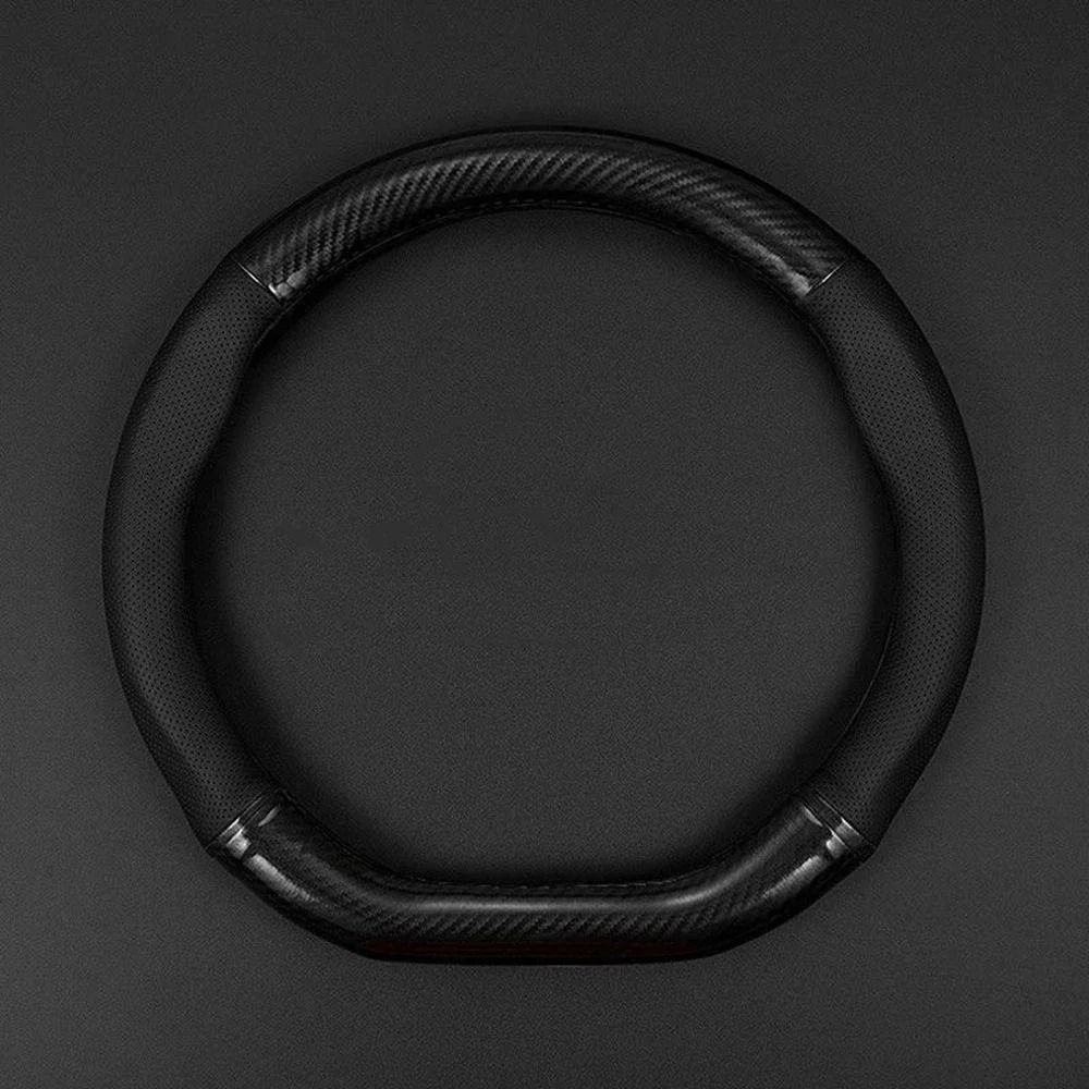 Carbon Fiber Leather Car Steering Wheel Cover Anti Slip Universal Fit
