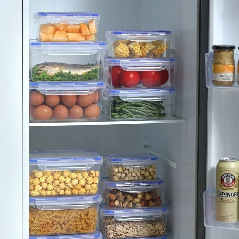 Sealed Refrigerator Storage Box with Lid Microwaveable Lunch Box, Plastic Crisper
