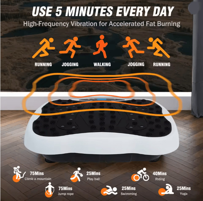 Full Body Vibration Plate Exercise Machine with Resistance Bands and Remote