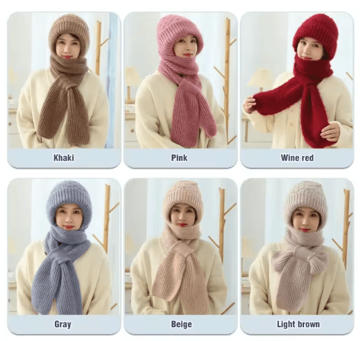 CozyWrap Winter Beanie Scarf Set – Womens Knitted Hat and Scarf Windproof Plush Beanie