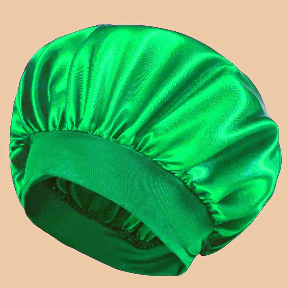 Women Satin Shower Cap Wide Brim Bonnet