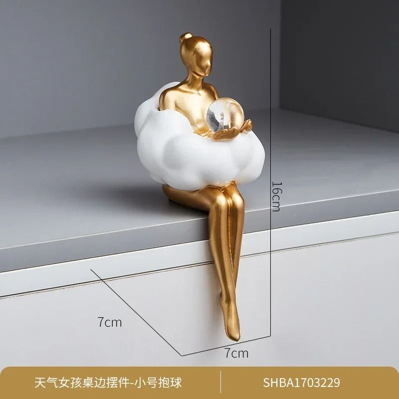 Cloud Girl Sculpture Abstract Art Figurine Modern Luxury Table Decor