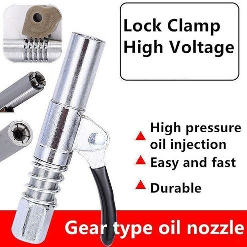 Grease Gun Coupler High Pressure Nozzles, Quick Release Lock Oil Injection, Durable & Easy to Use