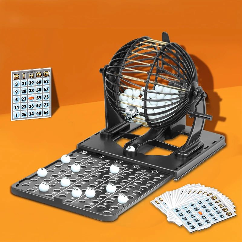 Classic Metal Bingo Cage Set – Professional Bingo Lottery Machine with Numbered Balls & Master Board