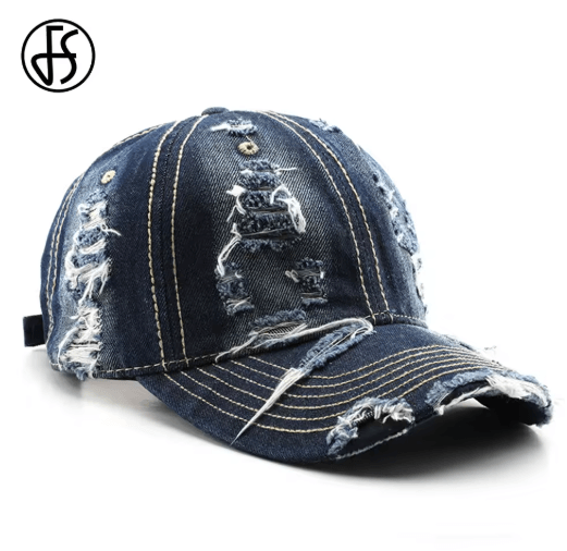 Vintage Distressed Denim Baseball Cap – Street Style Hip Hop Trucker Hat