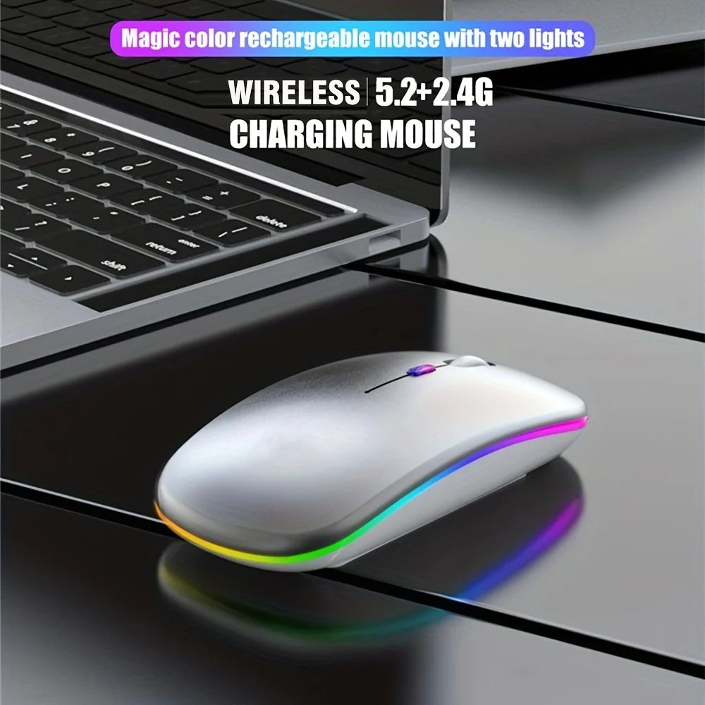Dual Mode Rechargeable Silent Wireless Mouse with LED Backlight