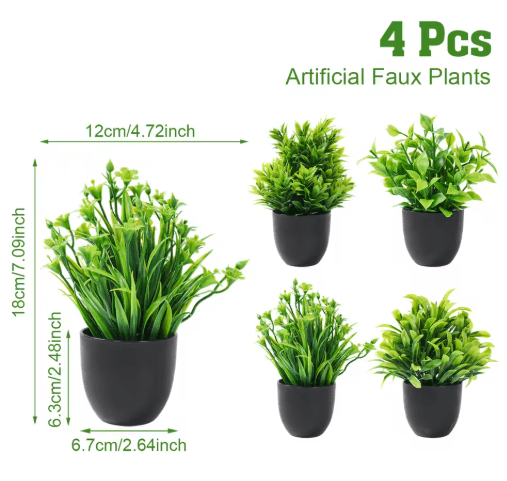 Mini Artificial Bonsai Plant Set Small Potted Greenery for Home & Event Decor