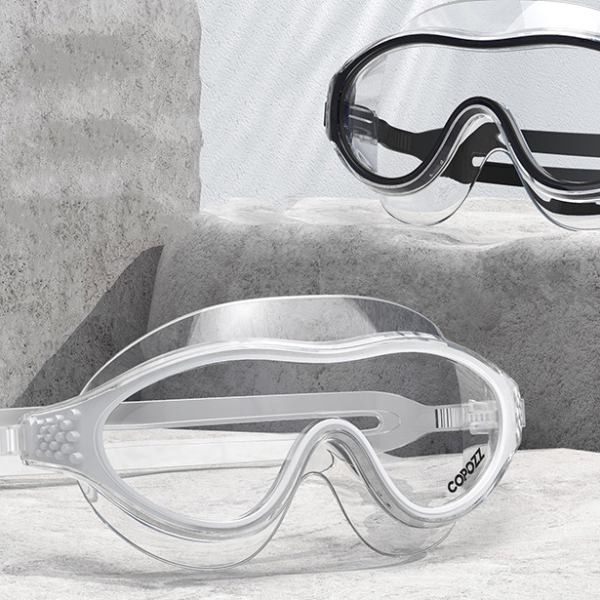 Anti Fog Swimming Goggles with UV Protection Large Frame Adjustable Silicone Fit