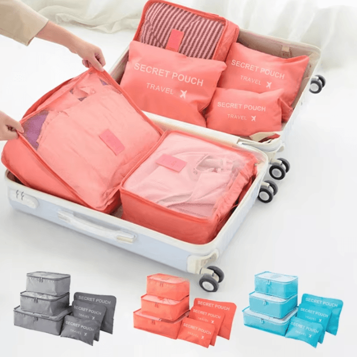 Ultimate 6-Piece Travel Packing Organizer Set – Waterproof Luggage & Clothing Storage Bags