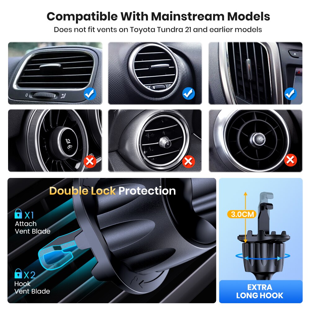 Rotating Gravity Car Phone Holder Air Vent Mount for GPS and Smartphones