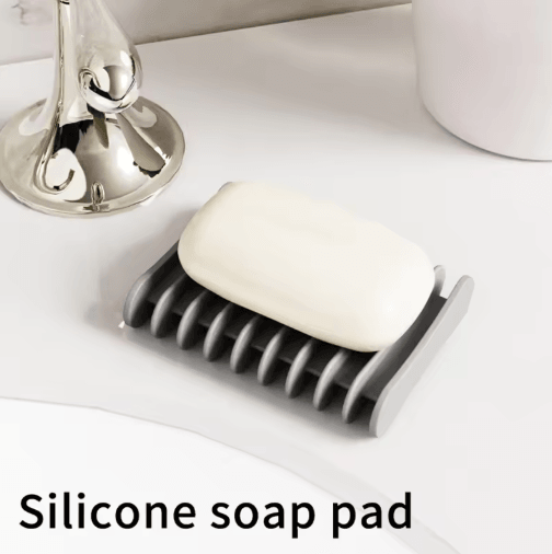 Premium Silicone Self Draining Soap Dish Compact Easy to Clean Soap Holder