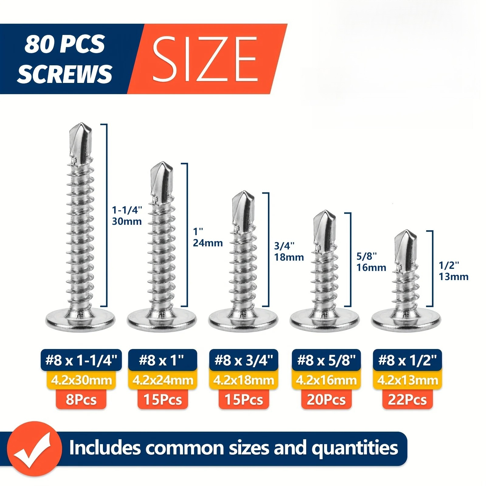 Stainless Steel Self Tapping Screws Kit for Metal, Wood & Plastic