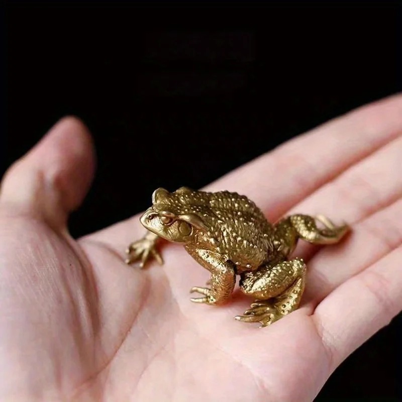 Feng Shui Money Toad Brass Statue Lucky Wealth Decor for Home Office