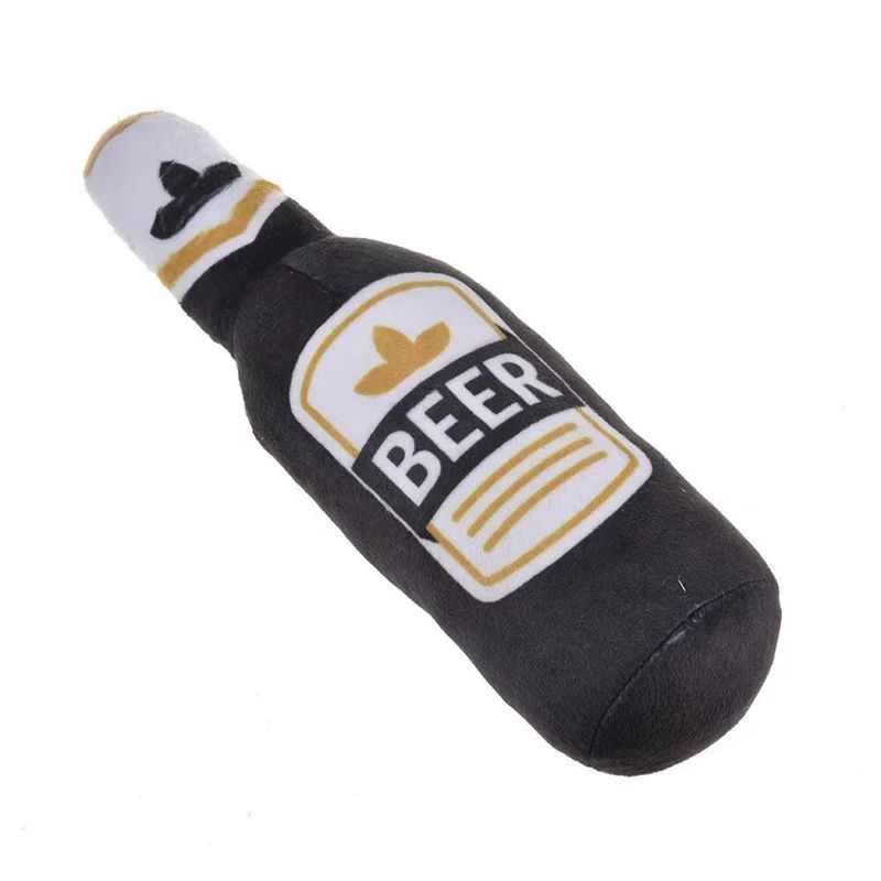 Plush Beer Bottle Dog Squeaky Toy