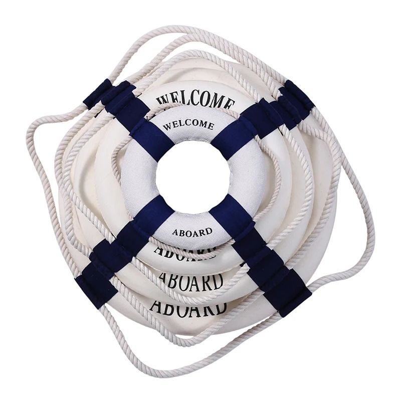 Mediterranean Decorative Lifebuoy – Red & Blue Creative Lifebuoy Hanging Ornament for Home & Living Room Decor