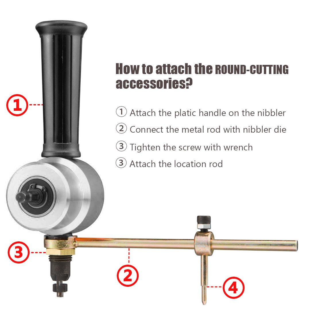 Double Head Sheet Metal Nibbler with Drill Attachment