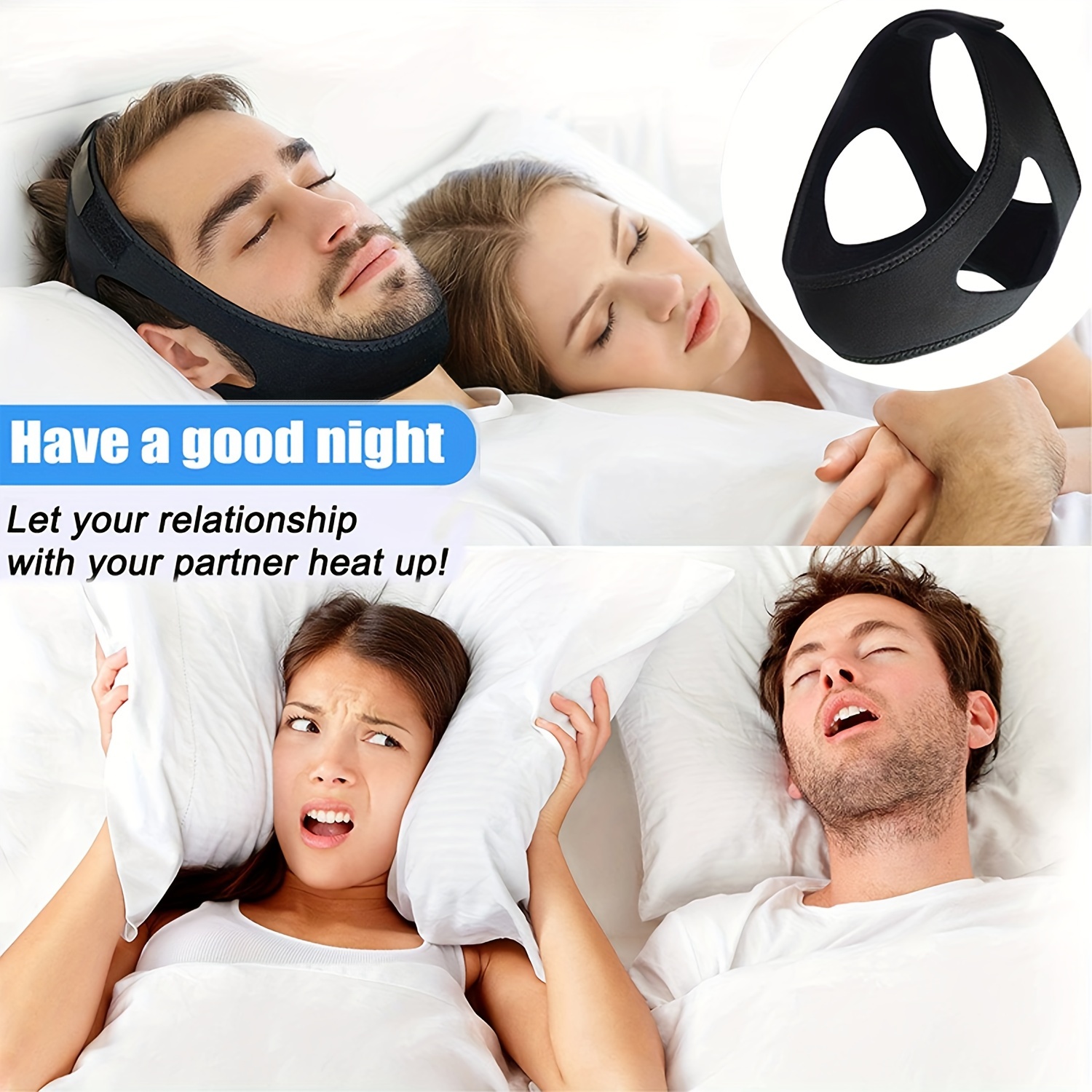 Anti Snoring Chin Strap Neoprene Jaw Belt Snore Stopper Night Sleeping Aid