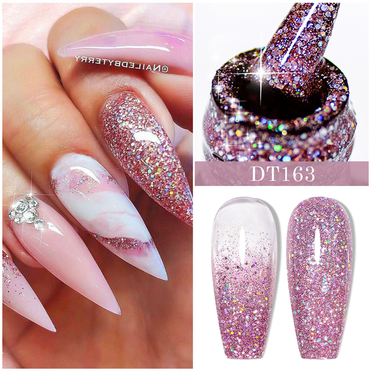Sparkling Glitter Gel Nail Polish Long Lasting UV LED Soak Off Manicure