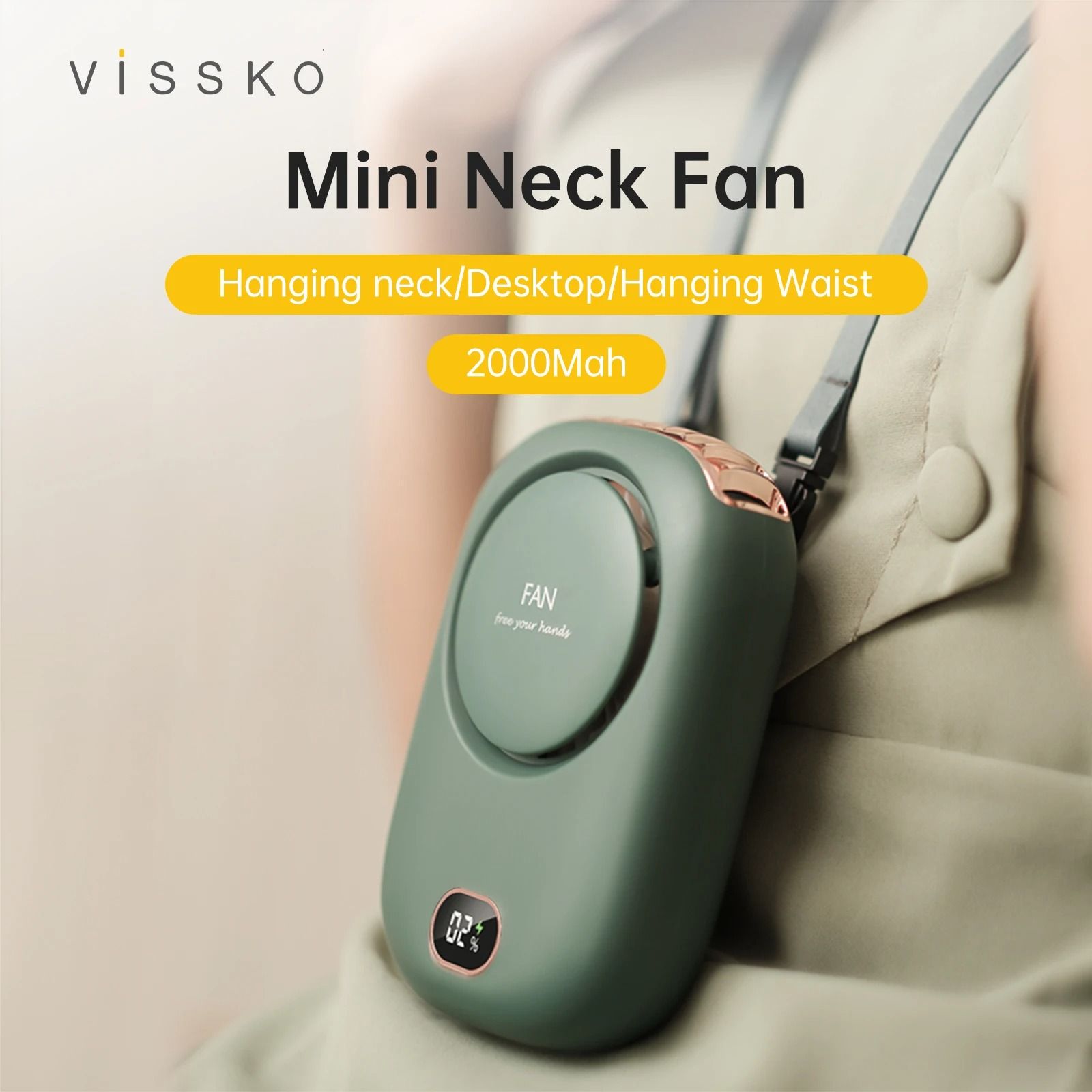 Portable Hanging Neck Fan Bladeless USB Rechargeable Sports Cooling Fan with Adjustable Lanyard