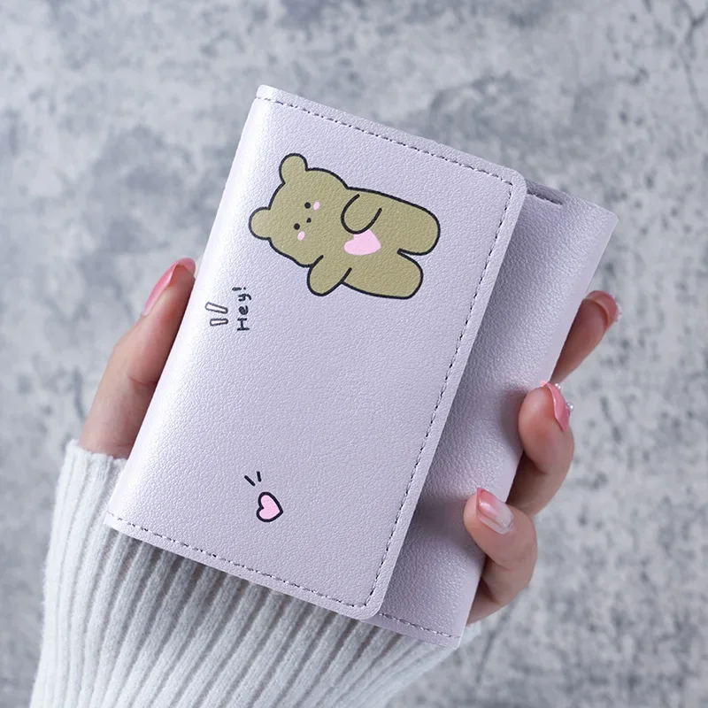 Fashionable Cartoon Leather Wallet Multifunctional Card Holder for Women, Kids, and Students Cute & Compact