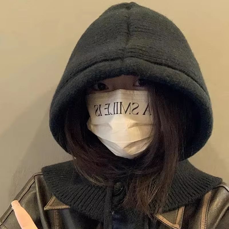 Women's Winter Windproof Balaclava Hat and Button Scarf Set