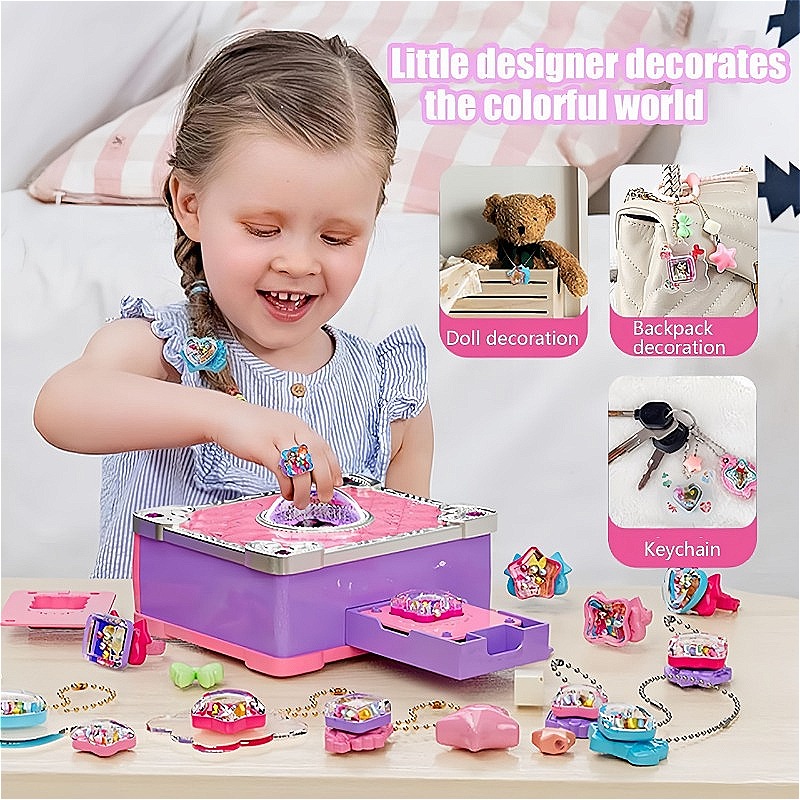 3D Sticker Maker Toy with Magic Book, 67 Different Shapes Stickers, Bead Necklace Pentagram Pendant for Girls
