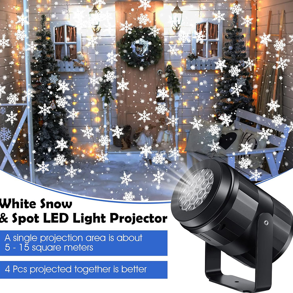 Snowflake Projector LED USB Holiday Lights, Outdoor Lamp for New Year Party, Christmas Projection Spotlight