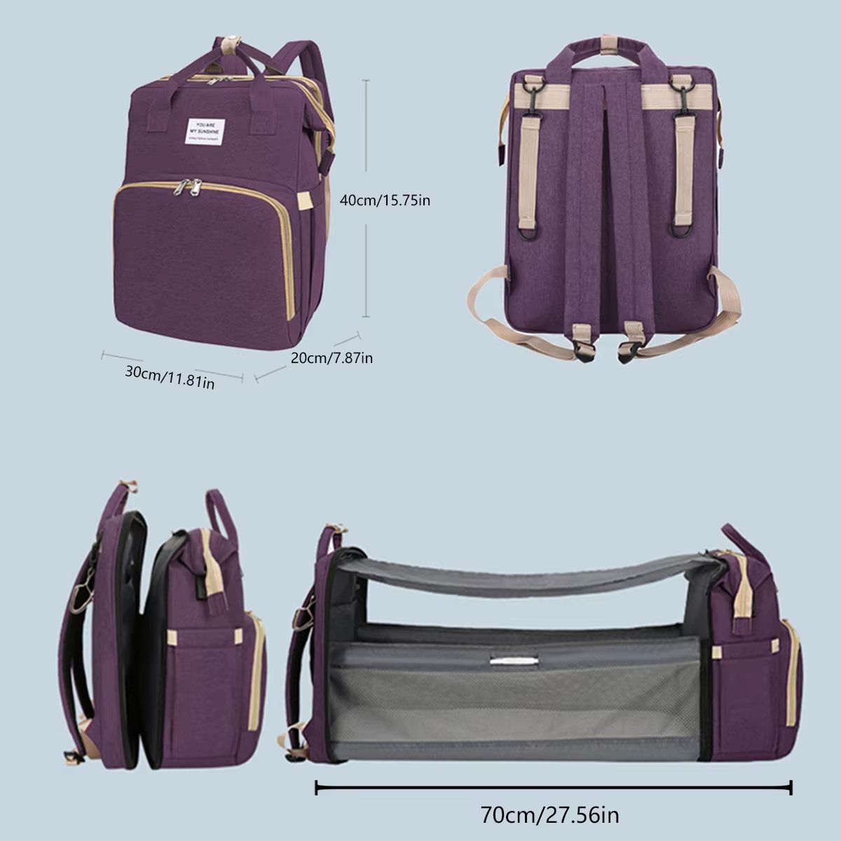 CarryEase Foldable Diaper Bag with Changing Station and Insulated Pocket